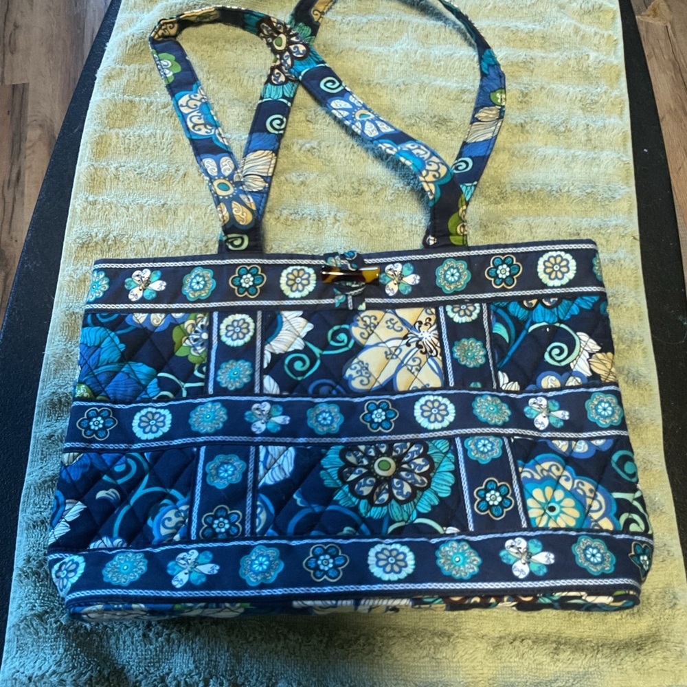 Vera Bradley Blue Floral Quilted Tote Bag